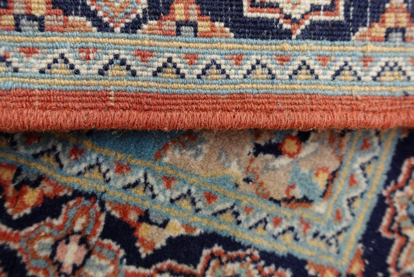 Vintage Persian Signed Tabriz-Style Wool Rug | Rust & Navy Medallion | 2x3.5