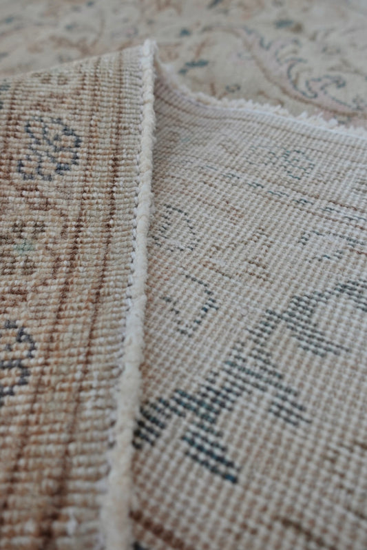 Authentic Vintage Hand-Knotted Turkish Oushak Rug | 6'5x 9'8