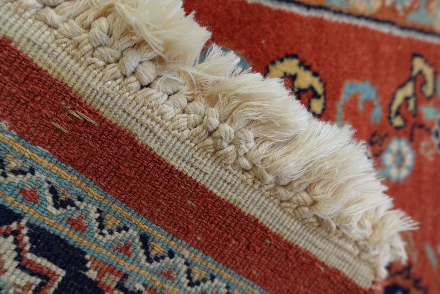 Vintage Persian Signed Tabriz-Style Wool Rug | Rust & Navy Medallion | 2x3.5